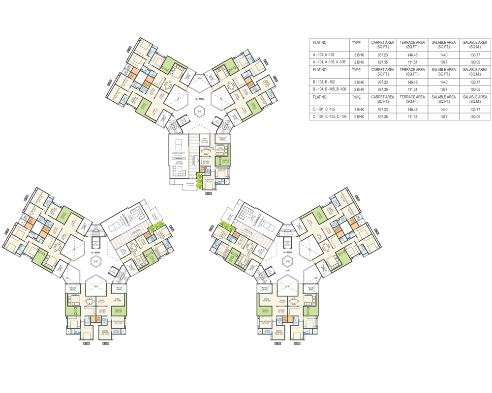 2BHKD 3 BHKD Apartments in WAKAD, Courtyard One Concept